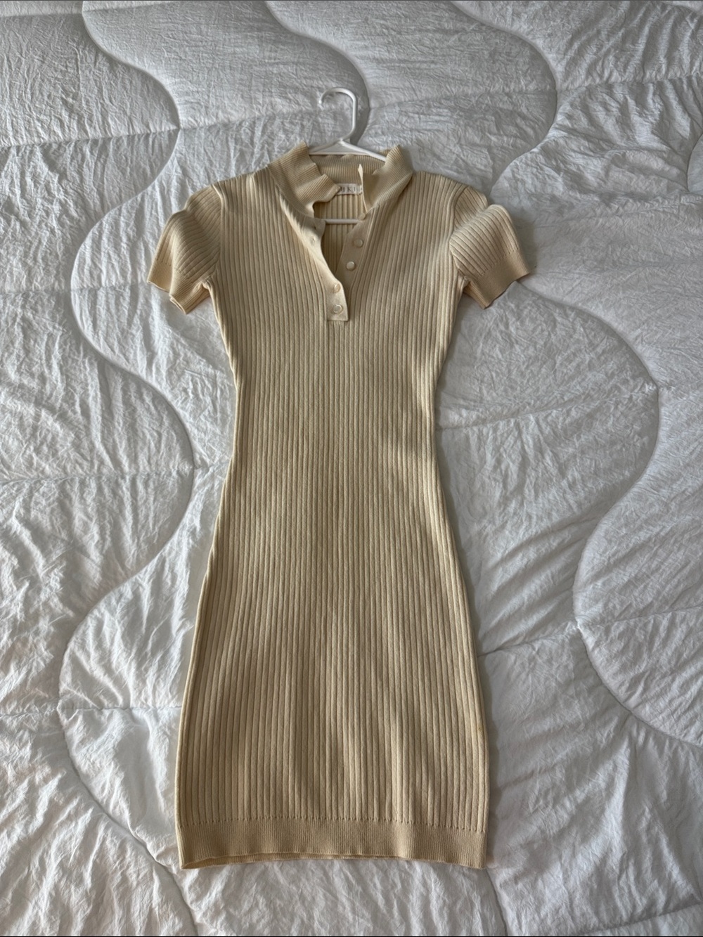 Meshki Ribbed Polo Midi Dress in Cream